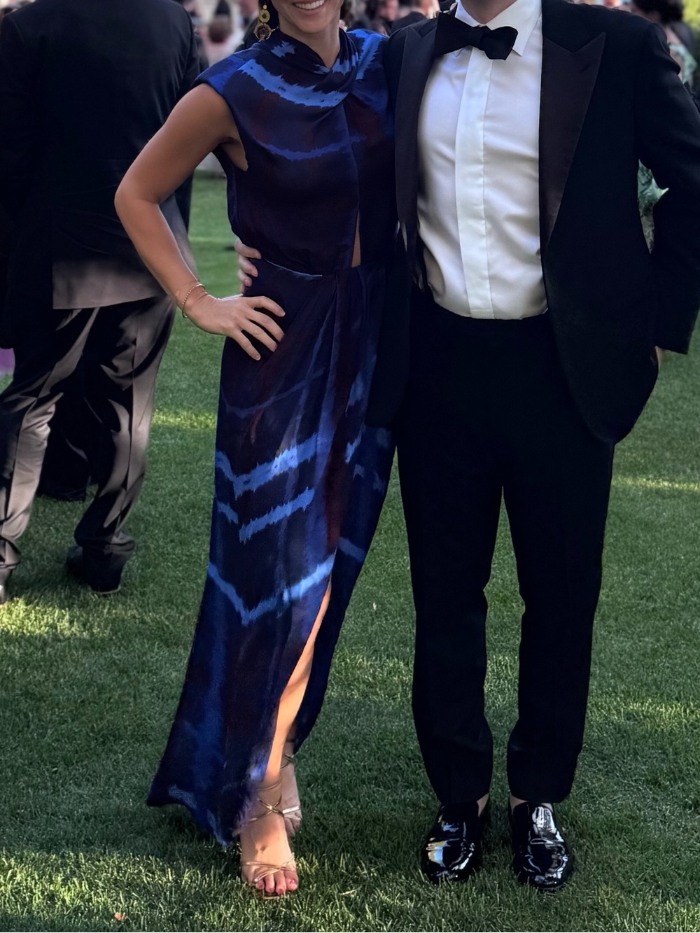 Johanna Ortiz Midnight Blue and Burgundy Tie-Dye Maxi Dress- - Picture 4 of 4